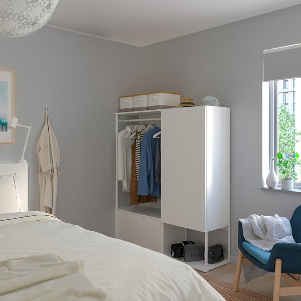 PLATSA wardrobe with 3 doors, white/Fonnes white, 140x42x161 cm