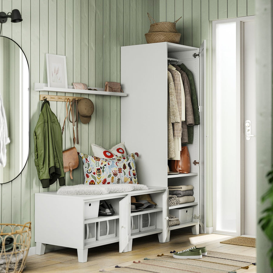 PLATSA wardrobe with 3 doors, white/Sannidal white, 180.0x191.0x57.1 cm