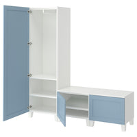 PLATSA wardrobe with 3 doors, white/Sannidal blue, 180x42x191 cm