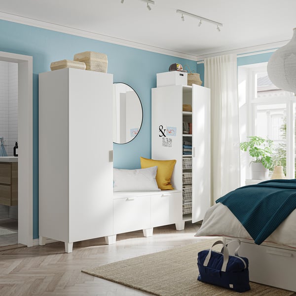 PLATSA wardrobe with 4 doors, white/Fonnes white, 240x57x191 cm