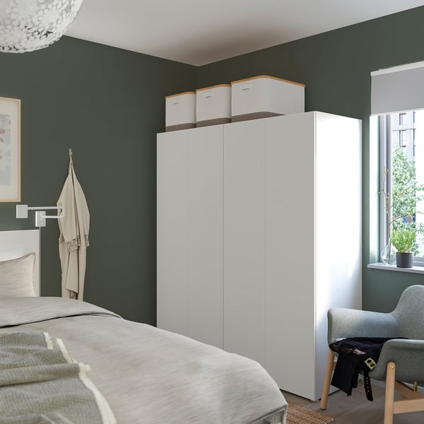 PLATSA wardrobe with 4 doors, white/Fonnes white, 160x57x181 cm