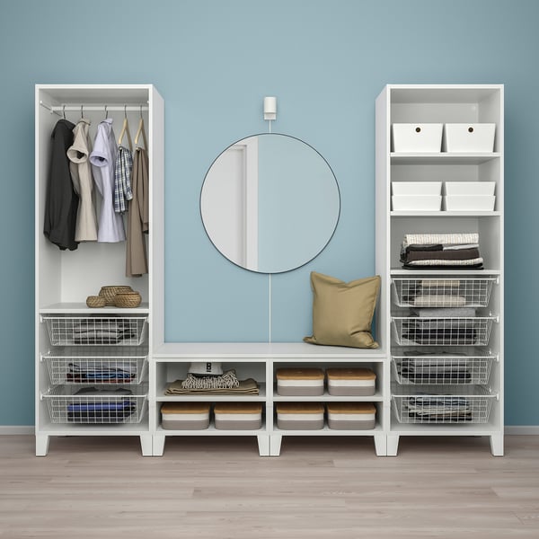 PLATSA wardrobe with 4 doors, white/Fonnes white, 240x57x191 cm
