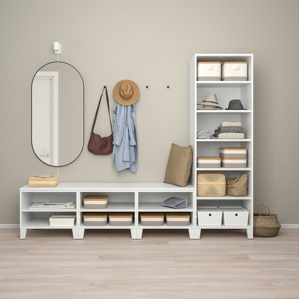 PLATSA wardrobe with 4 doors, white/Fonnes white, 240x57x191 cm