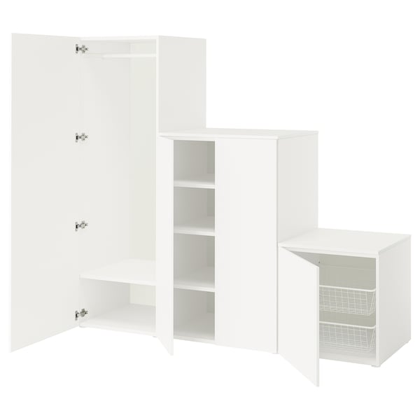 PLATSA wardrobe with 4 doors, white/Fonnes white, 200x57x181 cm