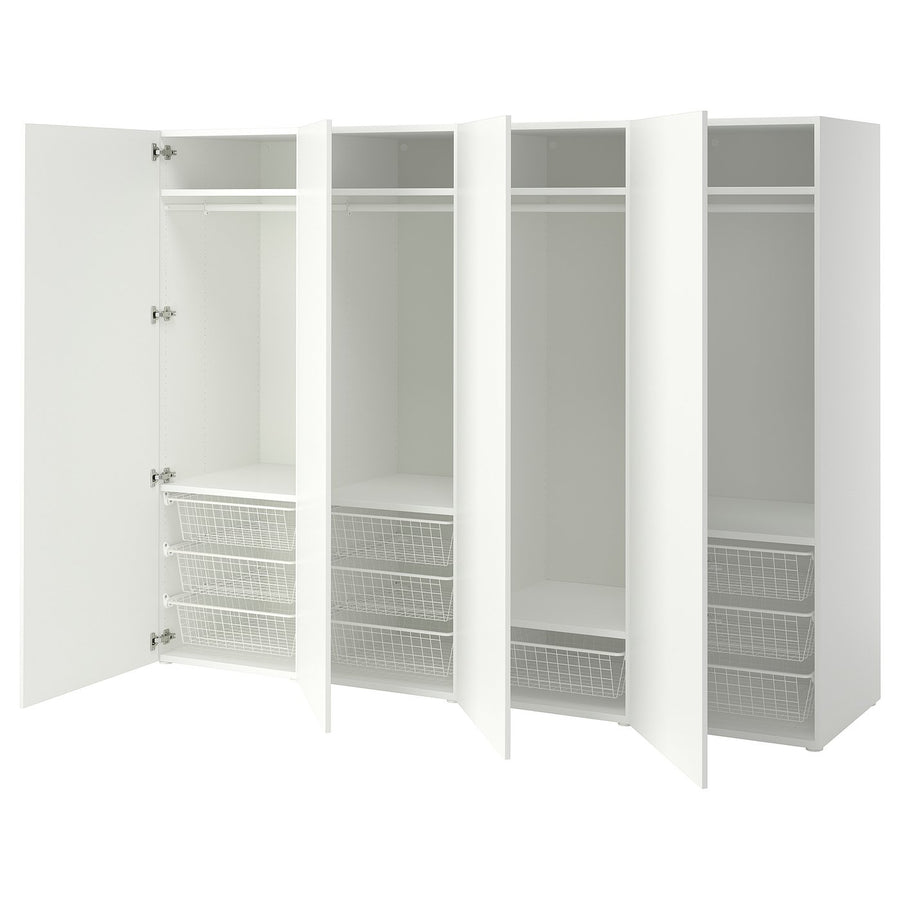 PLATSA wardrobe with 4 doors, white/Fonnes white, 240x57x181 cm