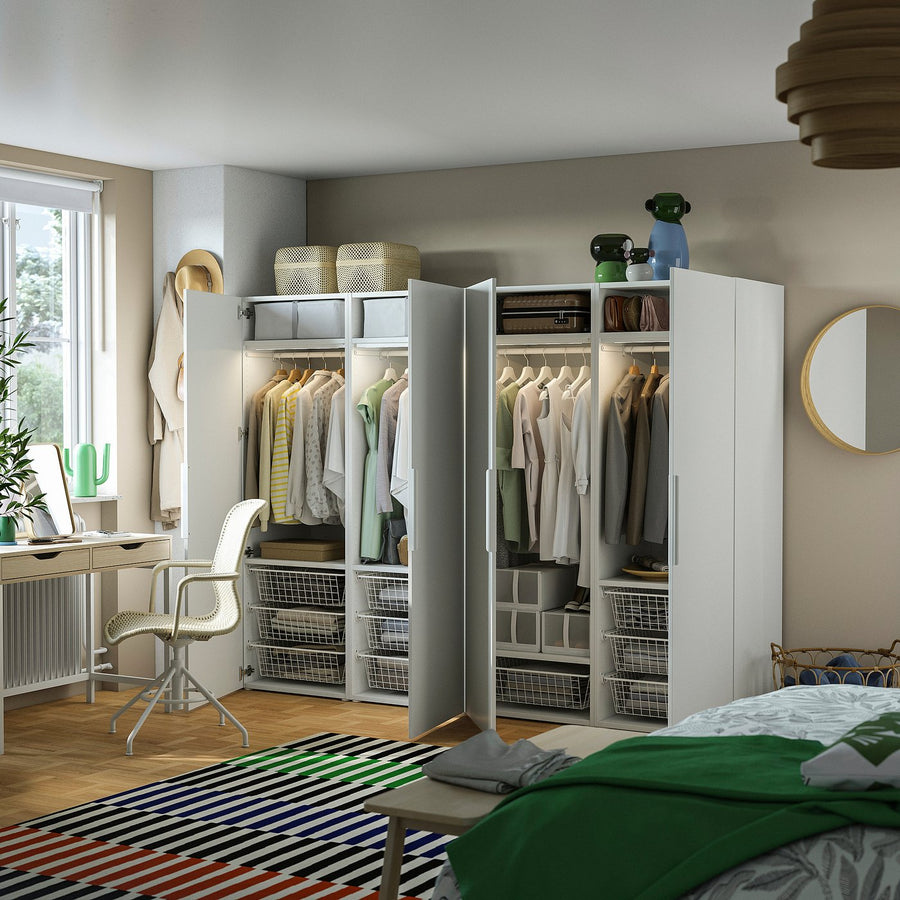 PLATSA wardrobe with 4 doors, white/Fonnes white, 240x57x181 cm