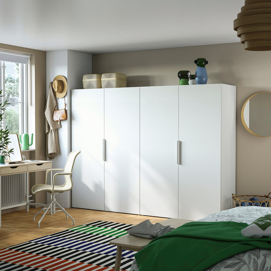 PLATSA wardrobe with 4 doors, white/Fonnes white, 240x57x181 cm