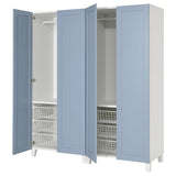 PLATSA wardrobe with 4 doors, white/Sannidal blue, 160x57x191 cm