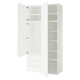 PLATSA wardrobe with 4 doors+3 drawers, white/Fonnes white, 120x57x241 cm