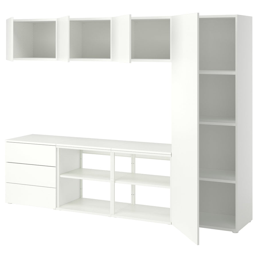 PLATSA wardrobe with 4 doors+3 drawers, white Fonnes/white, 240x181x41.8 cm