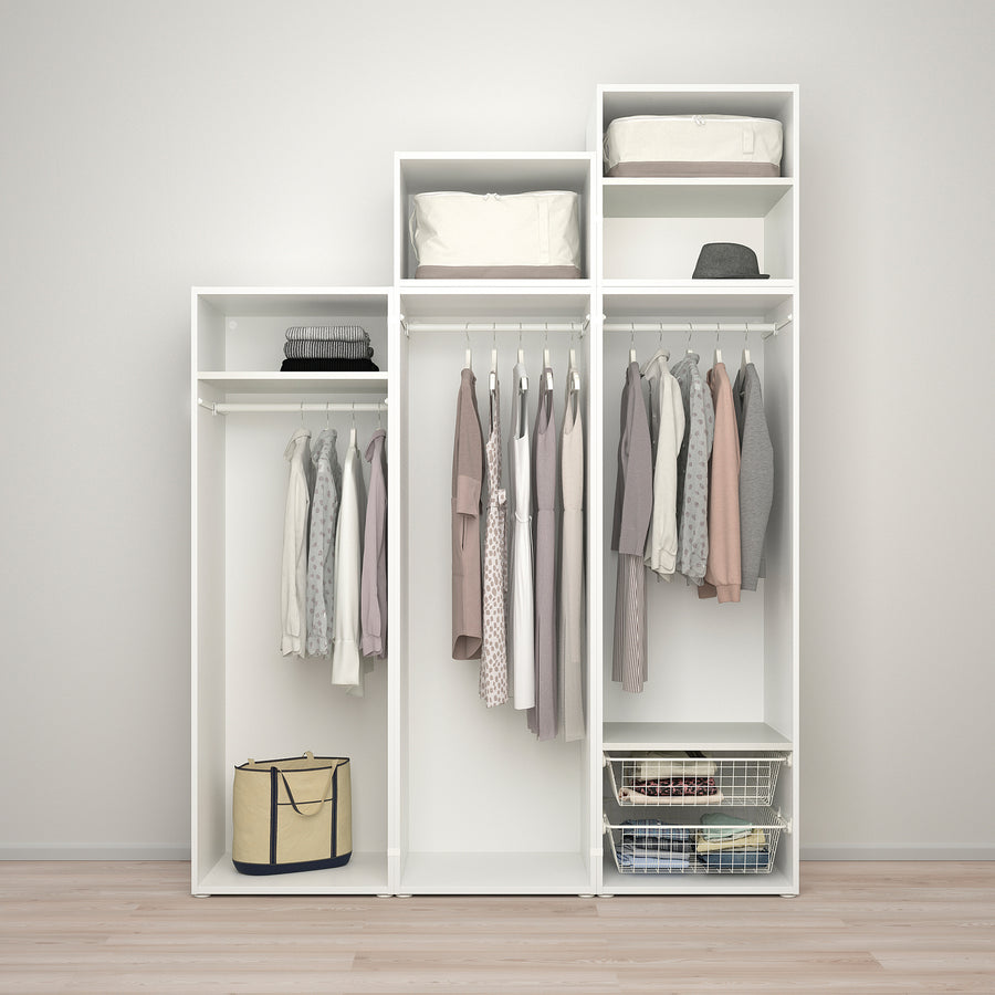PLATSA wardrobe with 5 doors, white/Kalbåden lively pine effect, 180x57x241 cm