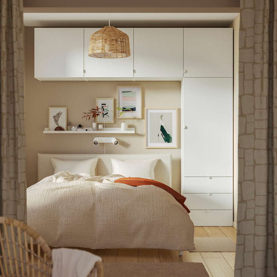 PLATSA wardrobe with 5 doors+3 drawers, white/Fonnes white, 240x42x241 cm