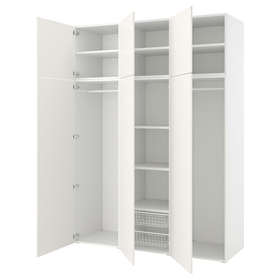 PLATSA wardrobe w 6 doors, white/Fonnes white, 180x57x241 cm