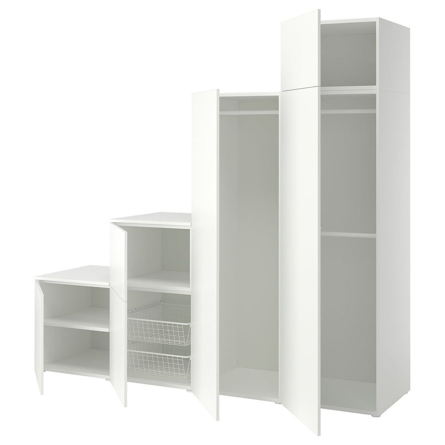 PLATSA wardrobe w 6 doors, white/Fonnes white, 240x57x221 cm