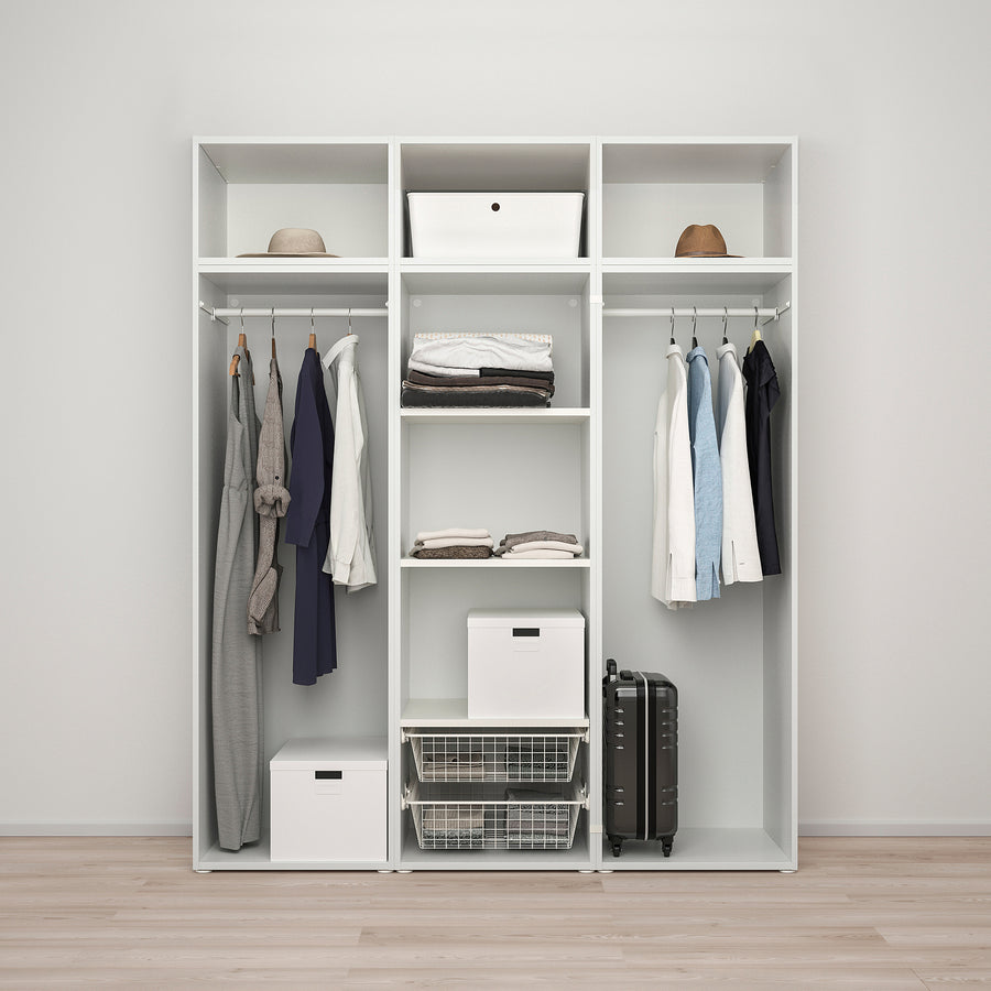 PLATSA wardrobe w 6 doors, white/Kalbåden lively pine effect, 180x57x221 cm