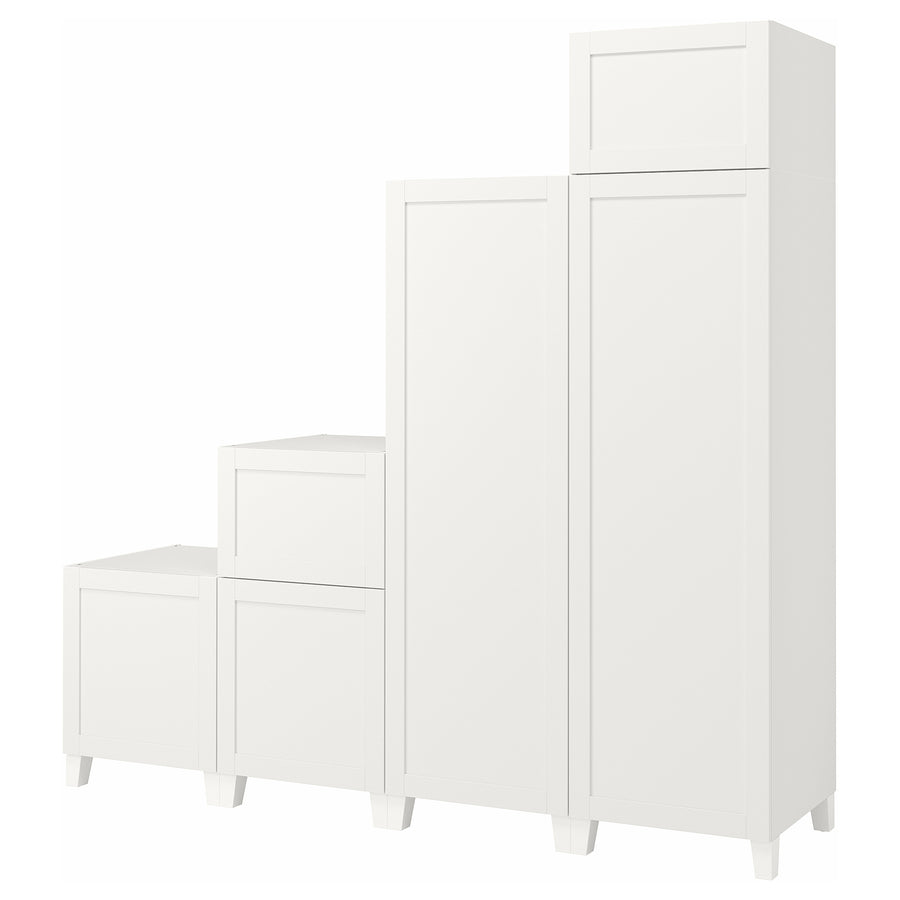 PLATSA wardrobe w 6 doors, white/Sannidal white, 240x57x231 cm