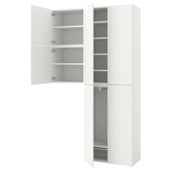 PLATSA wardrobe w 6 doors, Fonnes white, 140x42x241 cm