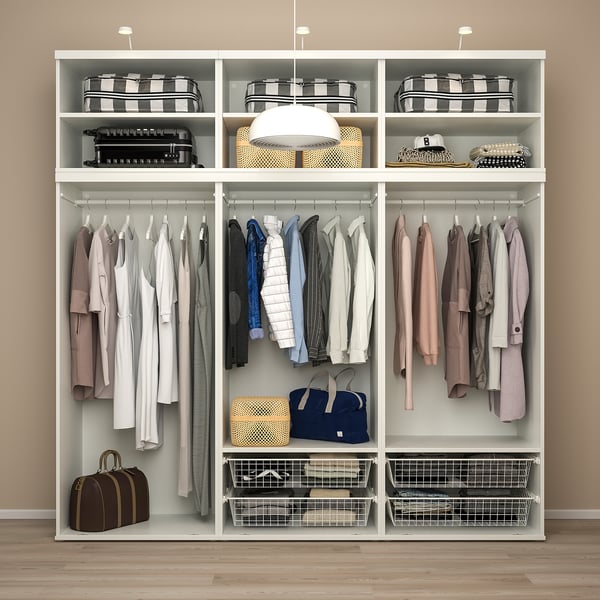 PLATSA wardrobe with 6 sliding doors, white Larkollen/dark grey, 180x57x221 cm