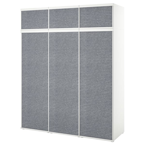 PLATSA wardrobe with 6 sliding doors, white Larkollen/dark grey, 180x57x221 cm