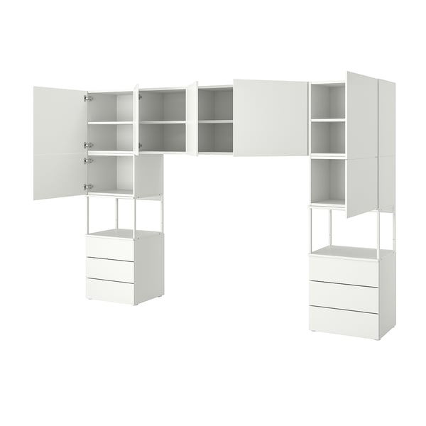 PLATSA wardrobe with 7 doors+6 drawers, white/Fonnes white, 300x42x201 cm
