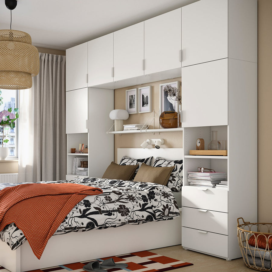 PLATSA wardrobe with 7 doors+6 drawers, white/Fonnes white, 300x42x241 cm