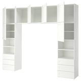 PLATSA wardrobe with 7 doors+6 drawers, white/Sannidal white, 300x42x241 cm