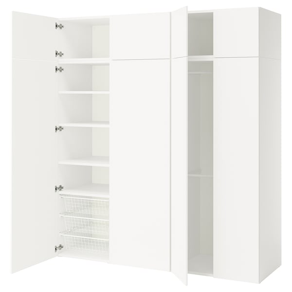 PLATSA wardrobe with 8 doors, white/Fonnes white, 200x57x221 cm