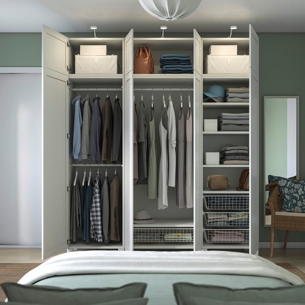 PLATSA wardrobe with 8 doors, white/Sannidal white, 200x57x231 cm