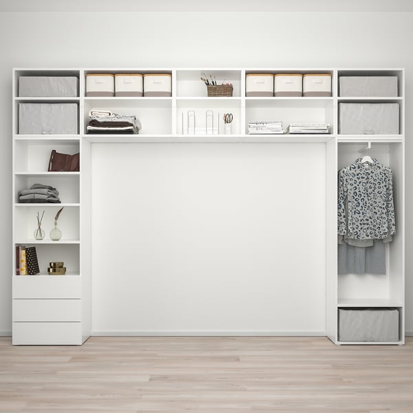 PLATSA wardrobe with 8 doors+3 drawers, white/Fonnes Sannidal, 340x42x241 cm