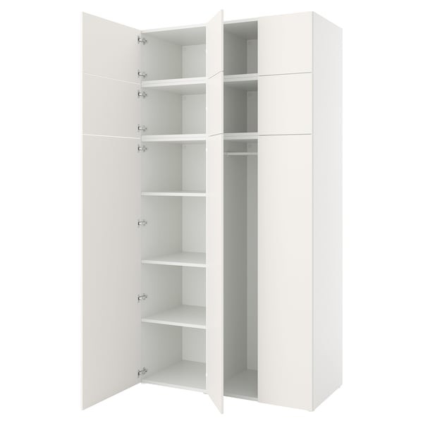 PLATSA wardrobe with 9 doors, white/Fonnes white, 140x57x261 cm