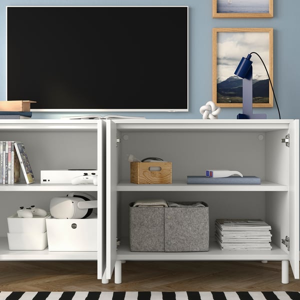 PLATSA storage combination with doors, white/Fonnes white, 160x57x73 cm