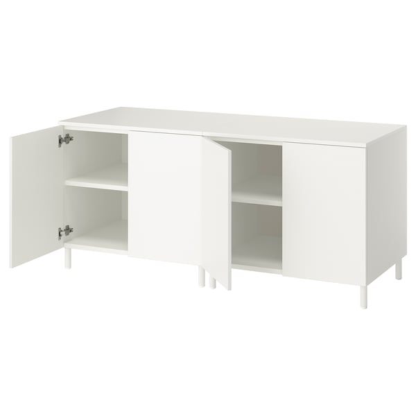 PLATSA storage combination with doors, white/Fonnes white, 160x57x73 cm