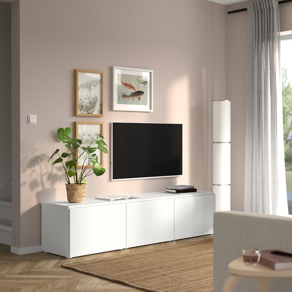 PLATSA storage combination with doors, white Fonnes/white, 180x42x43 cm