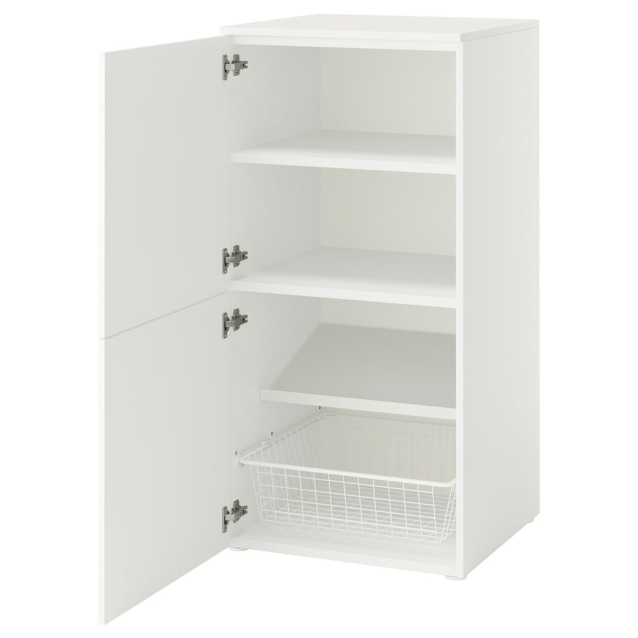 PLATSA storage combination with doors, white/Fonnes white, 60x123x57 cm