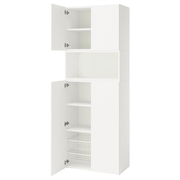 PLATSA storage combination with doors, white/Fonnes white, 80x42x221 cm