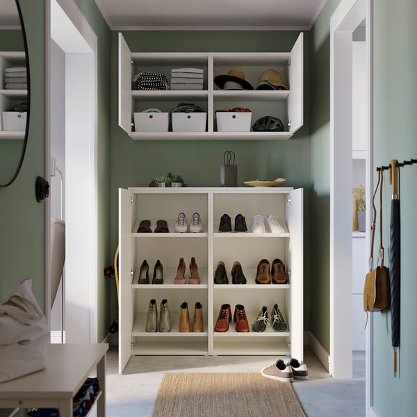 PLATSA storage combination with doors, white Fonnes/white, 122x42x220 cm