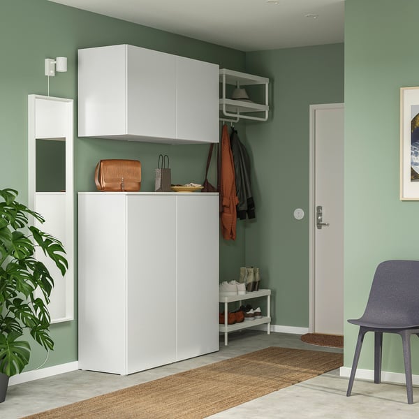 PLATSA storage combination with doors, white Fonnes/white, 122x42x220 cm