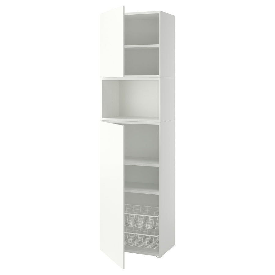 PLATSA storage combination with doors, white/Fonnes white, 60x221x42 cm