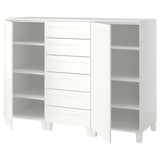 PLATSA cabinet with doors and drawers, white/SANNIDAL white, 180x57x133 cm
