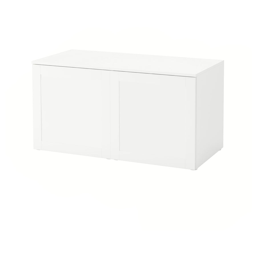 PLATSA storage bench, white/Sannidal white, 120x57x63 cm