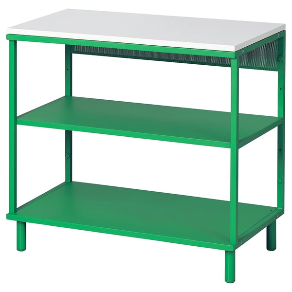 PLATSA open shelving unit, white/green, 80x42x73 cm