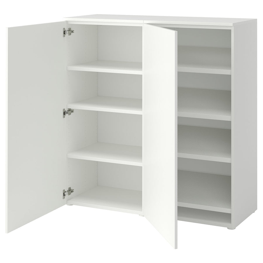PLATSA shoe cabinet/storage, white/Fonnes white, 120x42x123 cm
