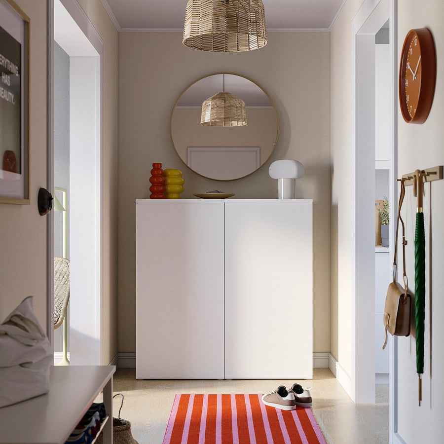 PLATSA shoe cabinet/storage, white/Fonnes white, 120x42x123 cm