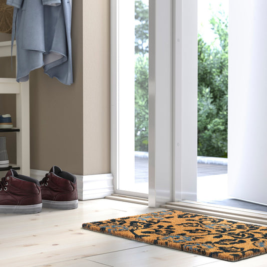 PLATSMÄRKE door mat, coir/floral pattern, 40x60 cm