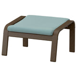 POÄNG footstool, walnut effect/Kelinge grey-blue, 68x39x54 cm