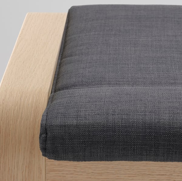 POÄNG footstool, white stained oak veneer/Skiftebo dark grey, 68x39x54 cm
