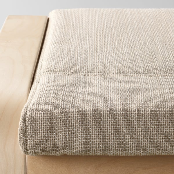 POÄNG footstool, birch veneer/Hillared beige, 68x39x54 cm