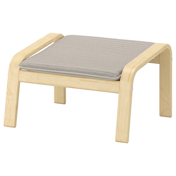 POÄNG footstool, birch veneer/Knisa light beige, 54x39x54 cm