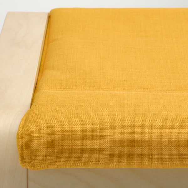 POÄNG footstool, birch veneer/Skiftebo yellow, 68x39x54 cm
