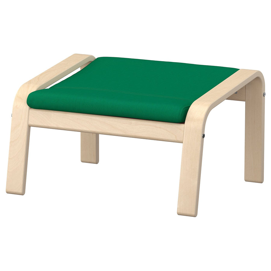 POÄNG footstool, birch veneer/Vissle deep green, 68x39x54 cm